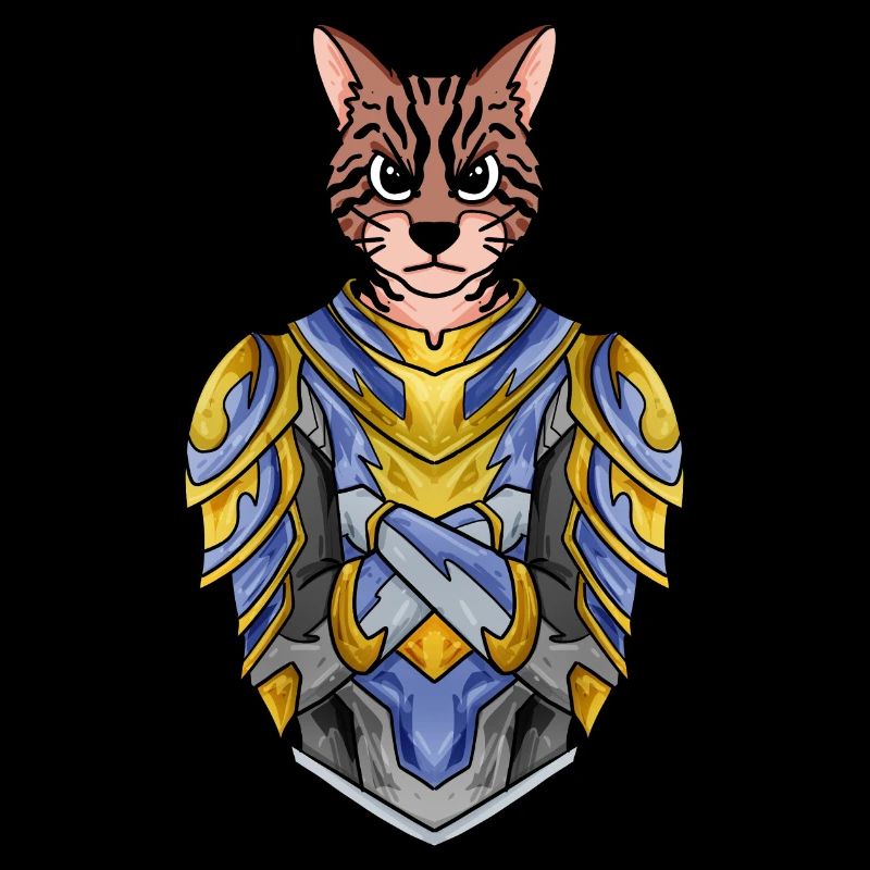 Chevalier Chat Chat Race Bengale Chat avec Armure