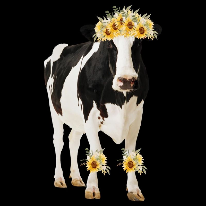Holstein Kuh mit Blumen - Sonnenblumen