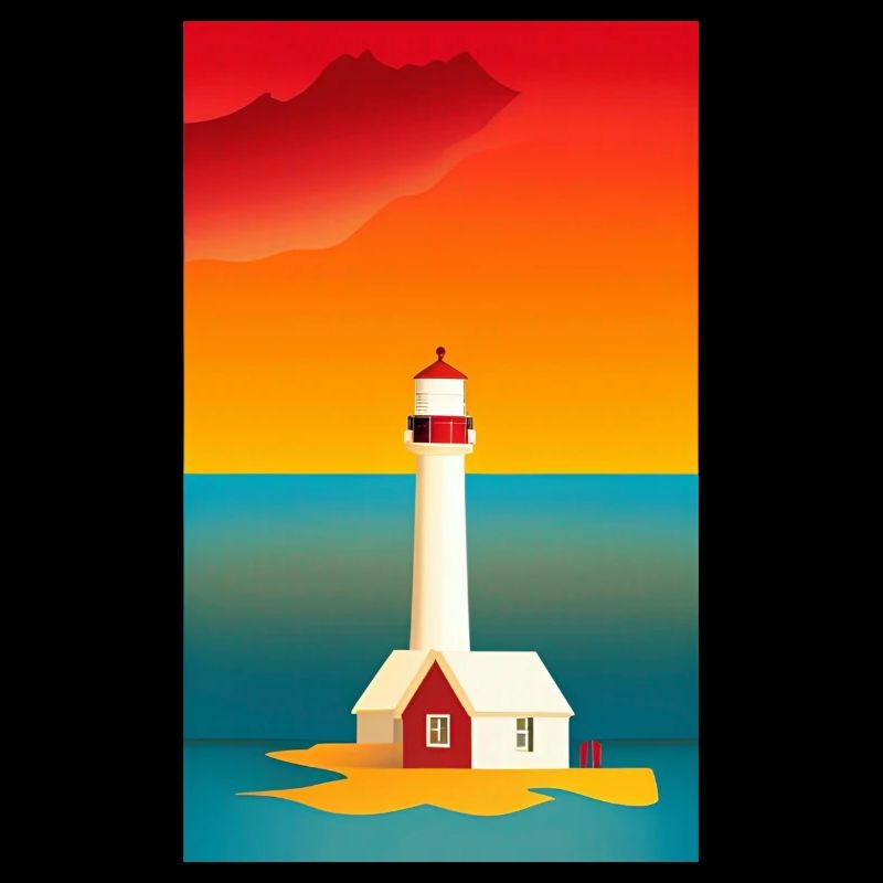 landscape beach coast lighthouse comic cartoon