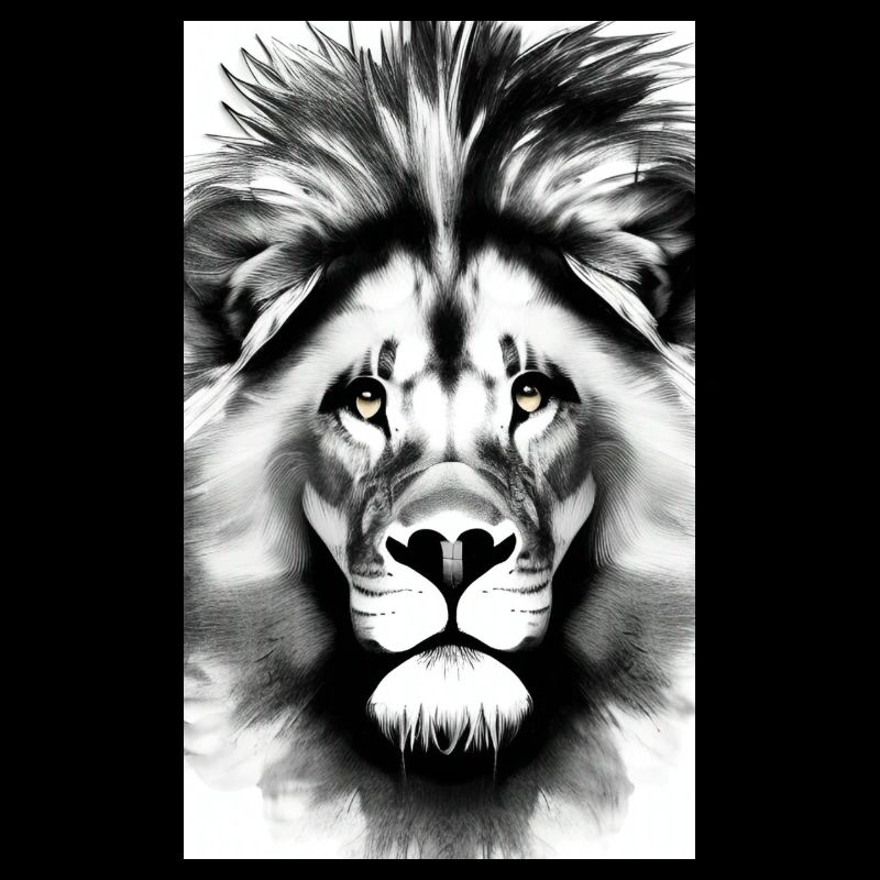 Lion Black and White