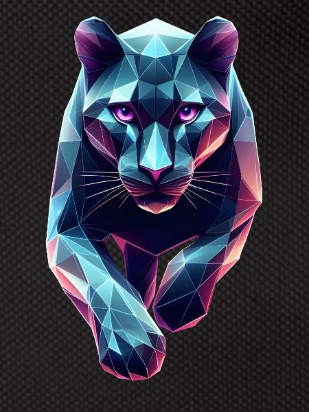 Blauer Panther Geometrisches Origami 3D