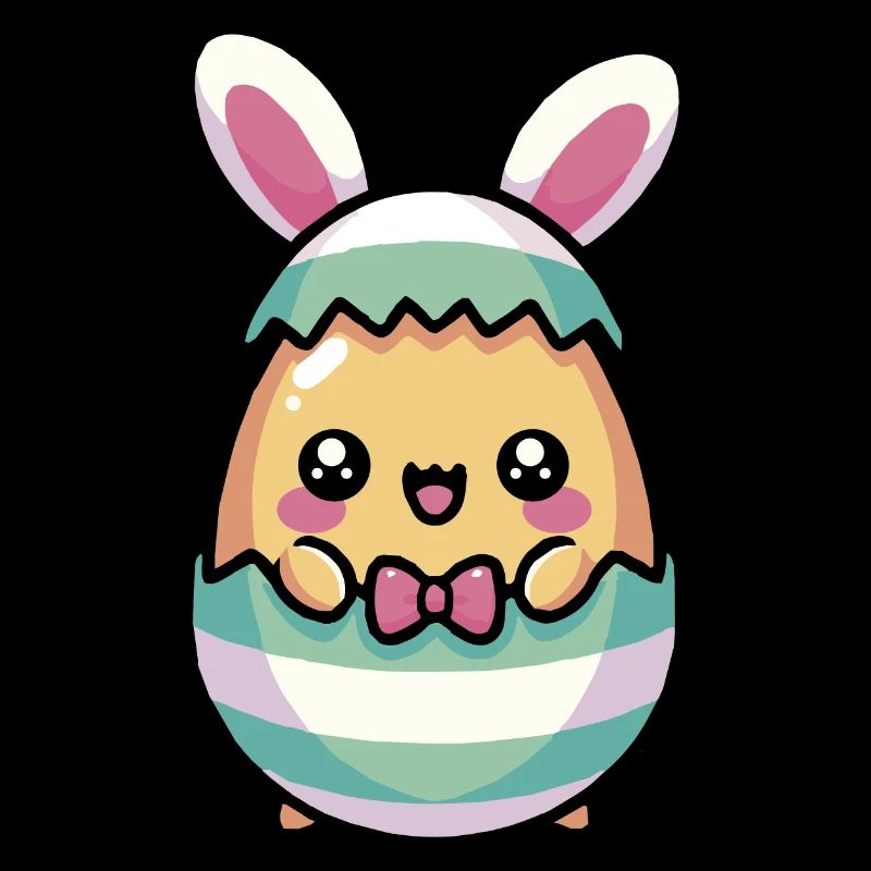 Niedlicher Chibi-Osterhase im Ei