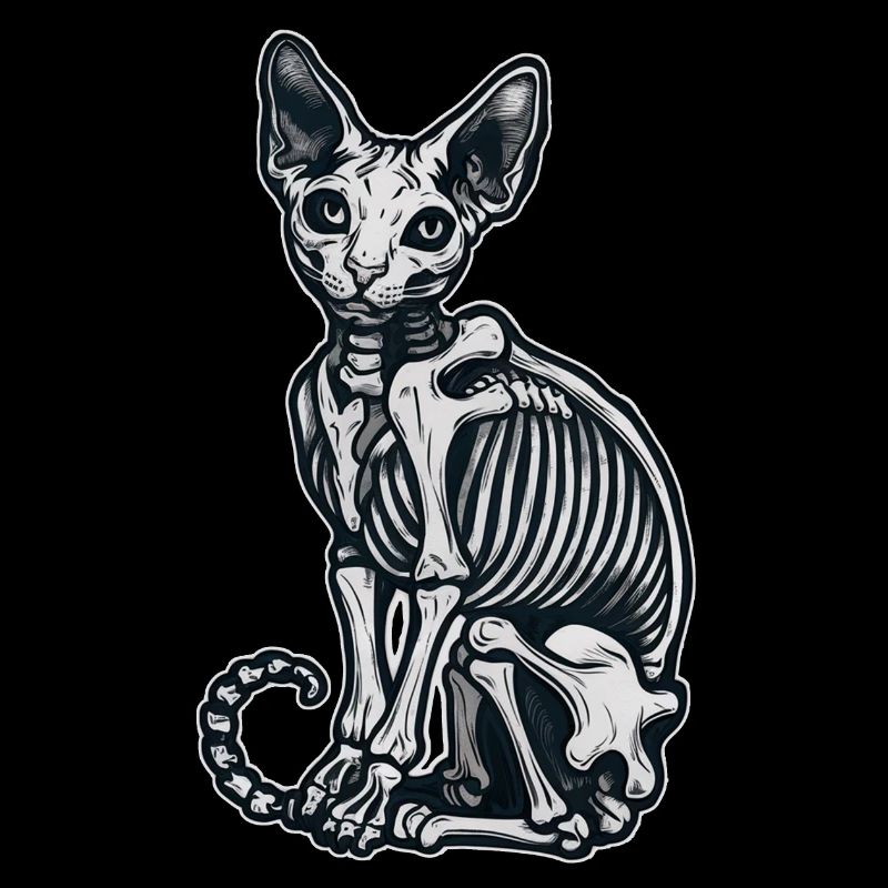 chat sphinx squelette tatouage