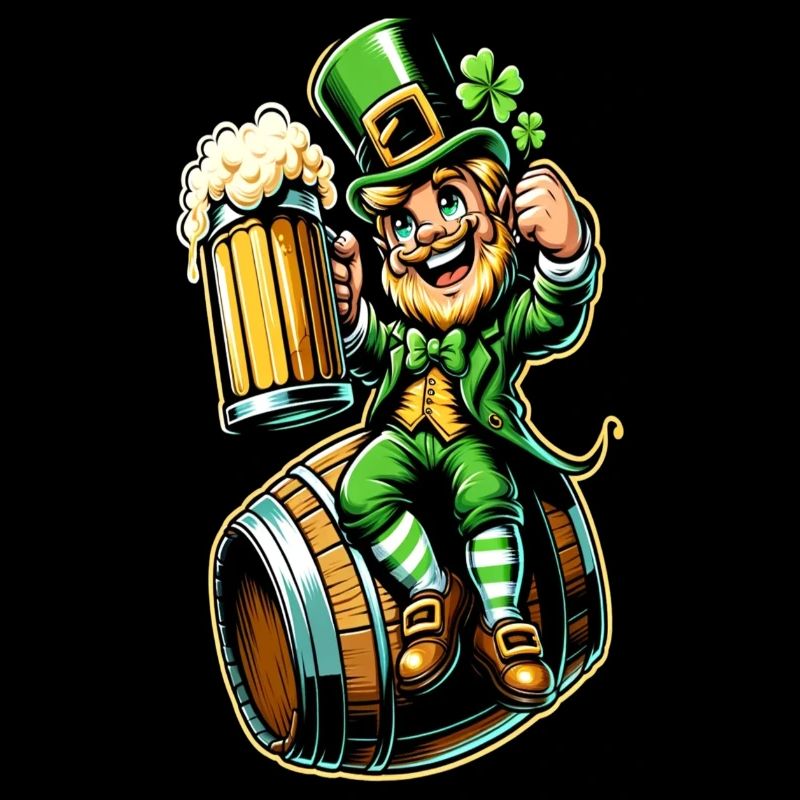 Bierfass-Leprechaun (Irischer Kobold)
