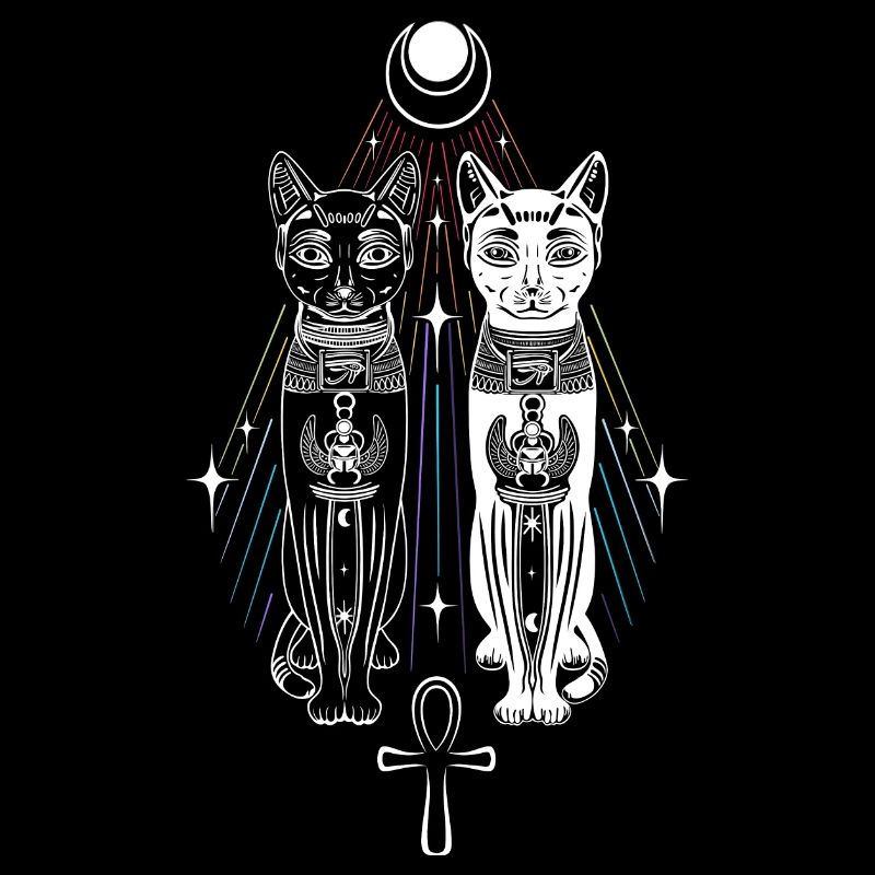 Deux Chats Bastet Dualité Ankh Chat Déesse