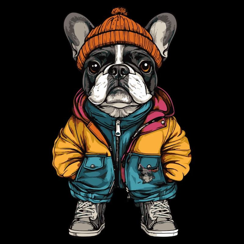 Français Buldog Chien Mode Hiver