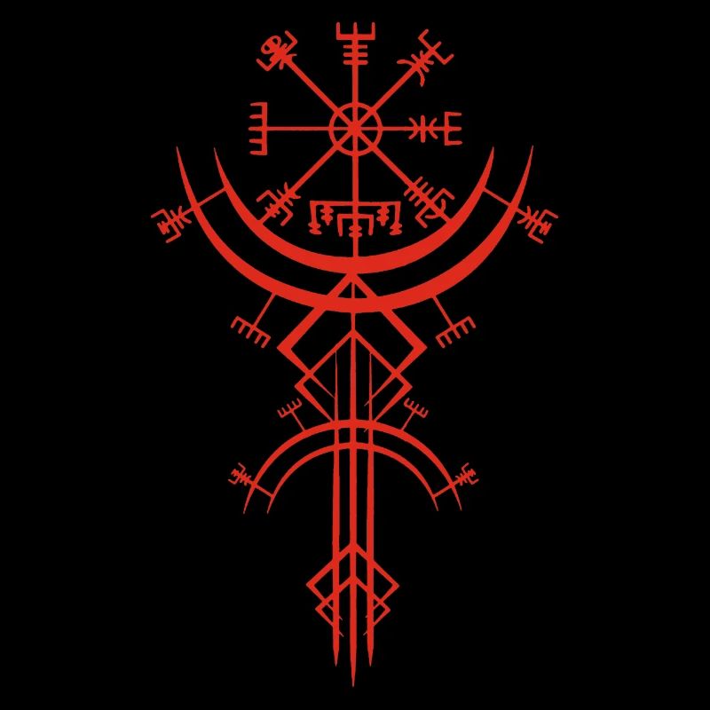 Red symbol of a Viking compass
