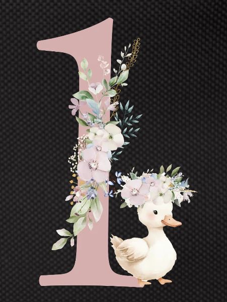 Number 1, floral, personalizable