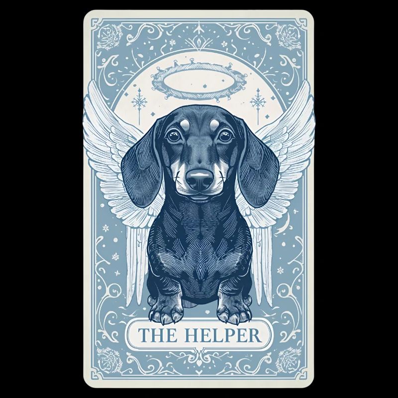 Carte de tarot de Noël – Teckel Ange « L'Aide »