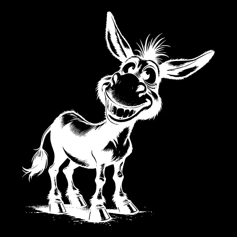 Funny Grinning Donkey Pencil Drawing