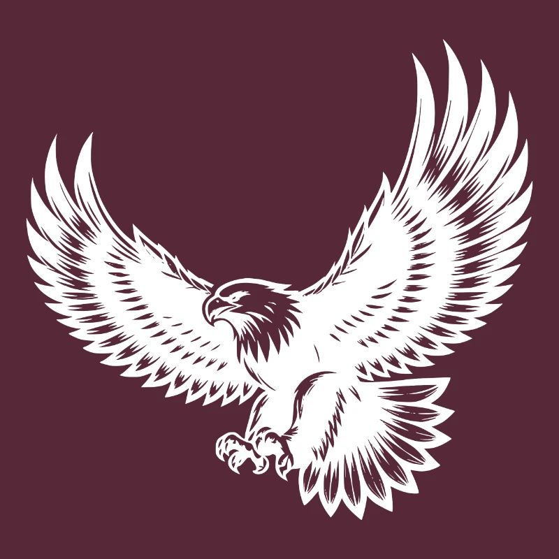 Expressive eagle with spread wings