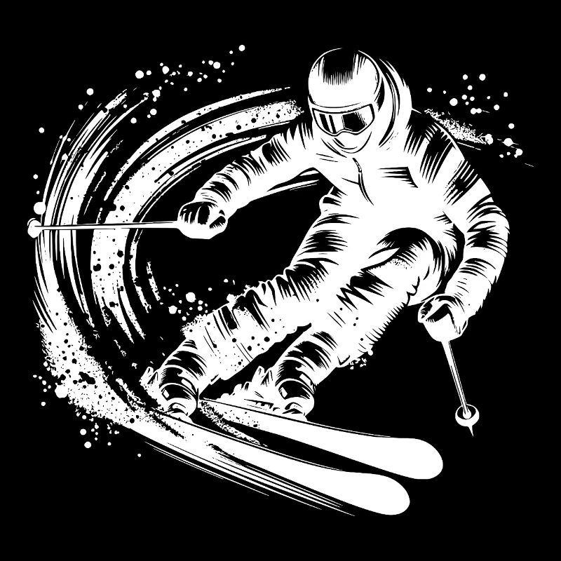 Cool extreme athlete on skis in motion