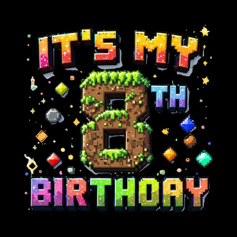 8e anniversaire Enfants Pixel