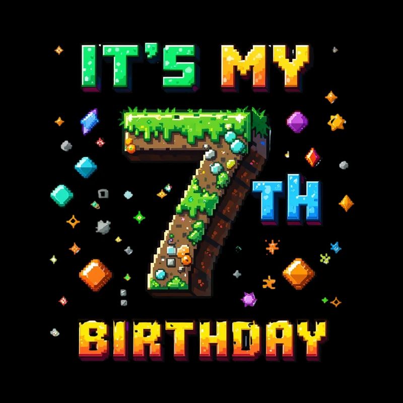 7e anniversaire Enfants Pixel
