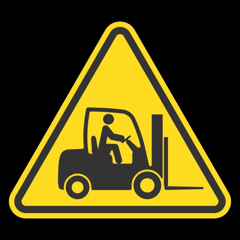 Achtung Gabelstapler, Gabelstapler-Symbolsymbol. Logistisch