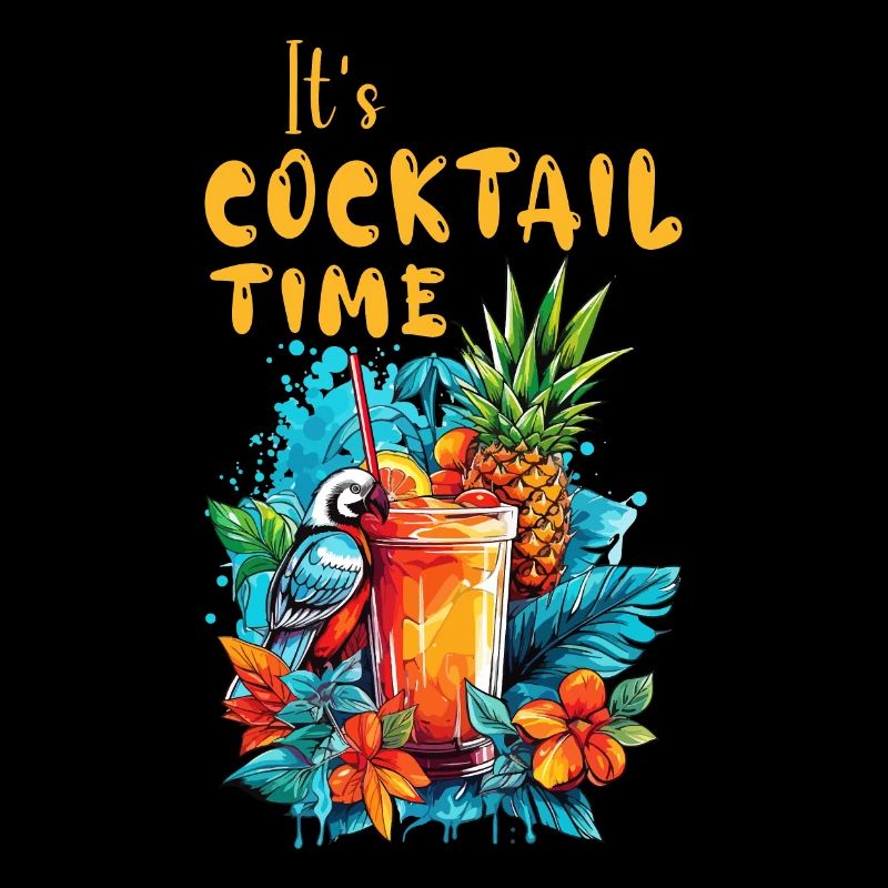 Cocktail Summer Pineapple Macaw Parrot Flower Holiday