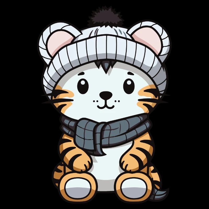 Tiger Winter Animal Cute Comic