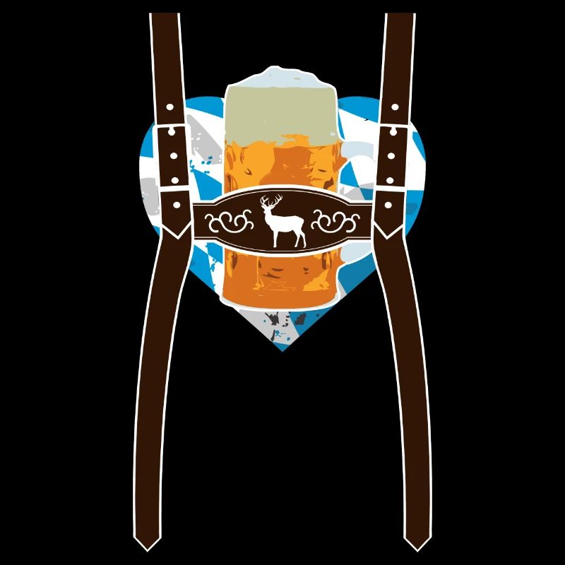Lederhose & Bier mit Bayern Flaggen Herz