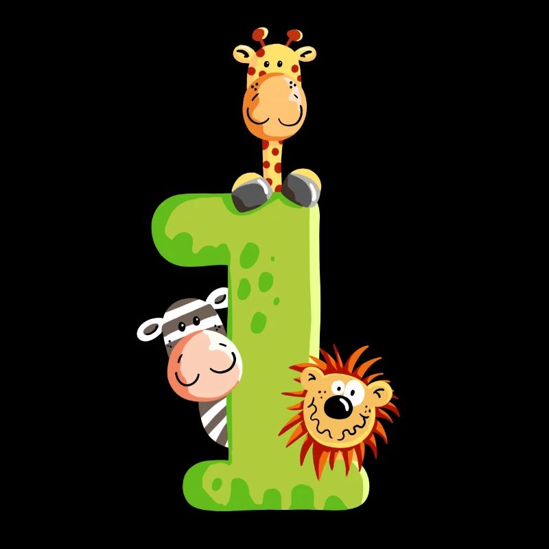 First Birthday - One - Number - Animals
