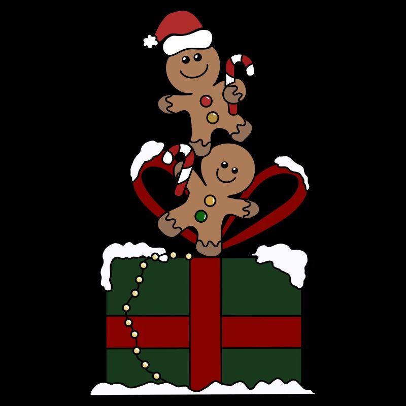 Lebkuchenmänner mit Geschenk