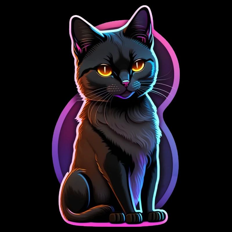 petit chat noir et lumiere fluo