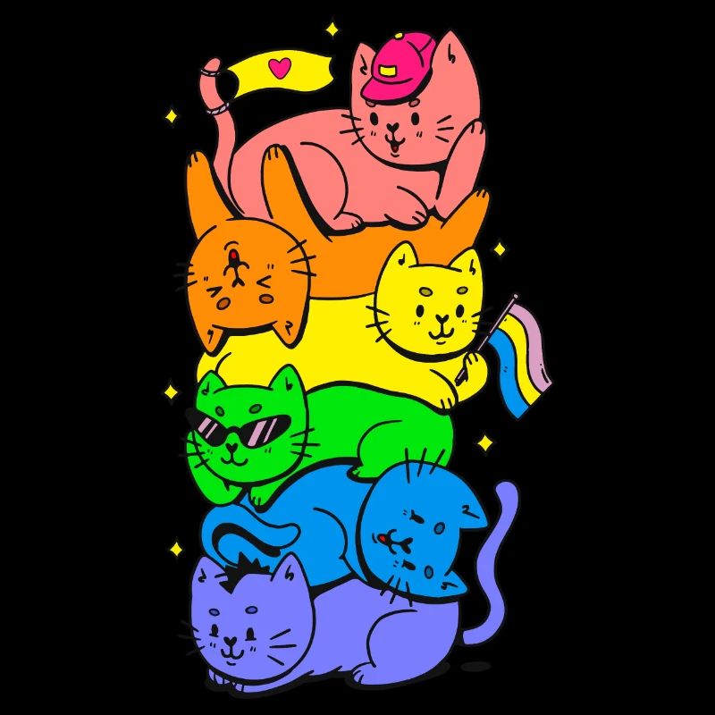 Cat Stack Rainbow Gay Pride Cute LGBT Animal Pet