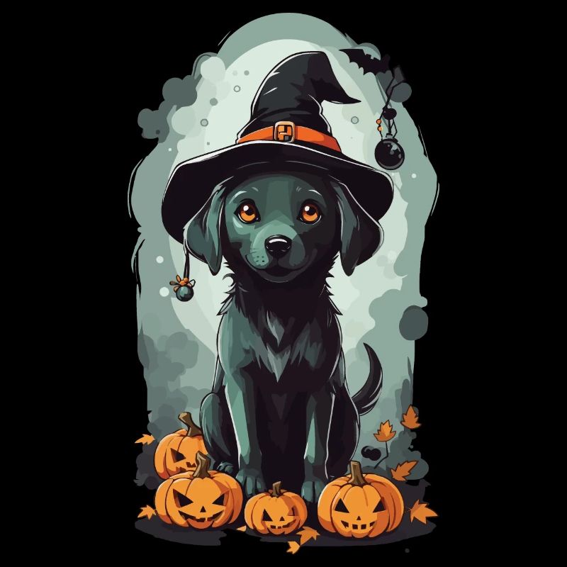 Conception mignonne de chien de sorcière d’Halloween