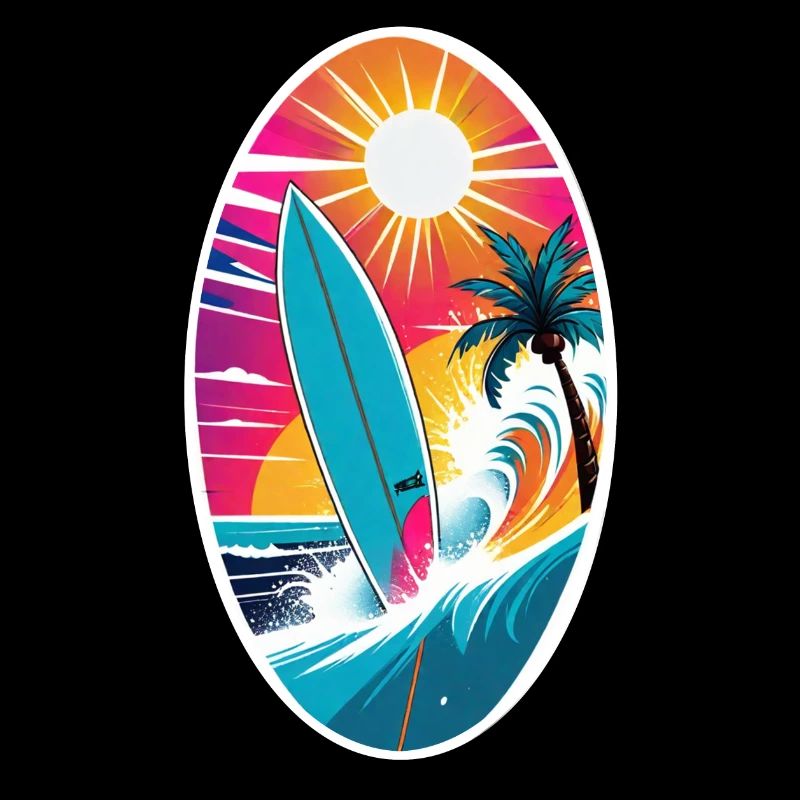 Surfing Beach Palm Tree Sunshine Holidays
