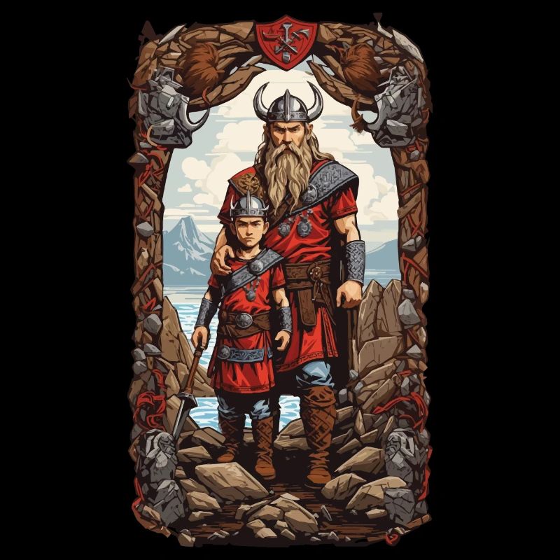 Stolzer Wikinger Papa & Sohn Vatertag Geschenk