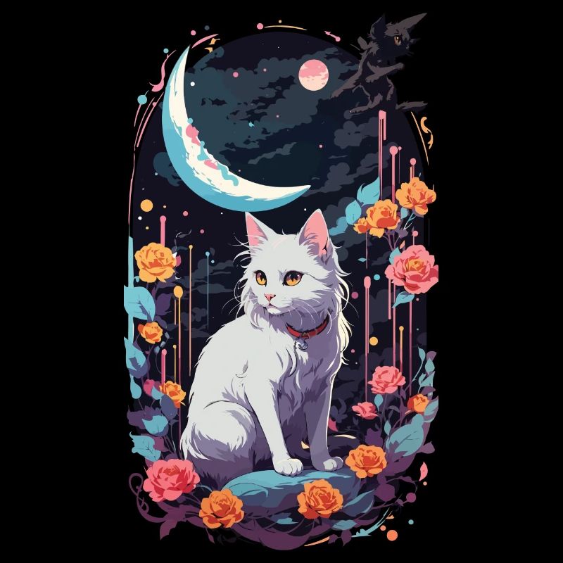 Mystical Night Cats Pastel Gothic Design