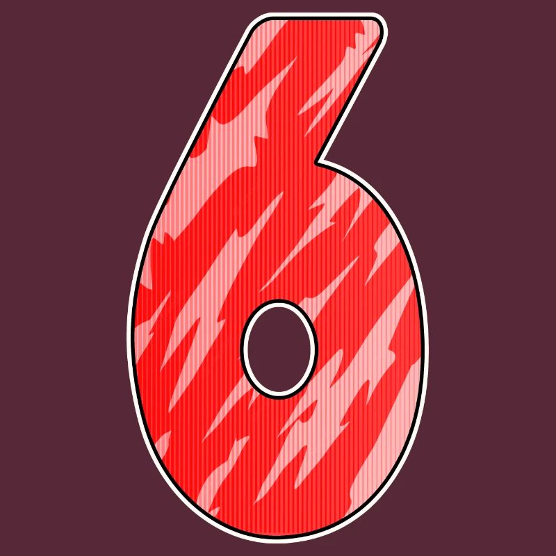 Number 6 Pattern Red
