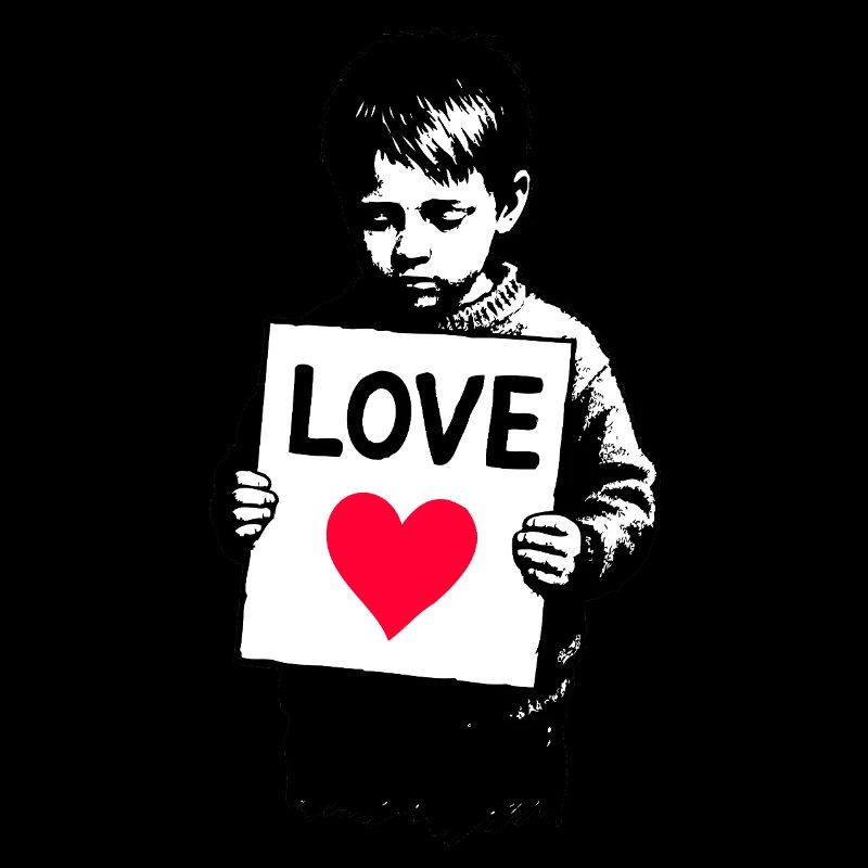 Junge mit LOVE Schild