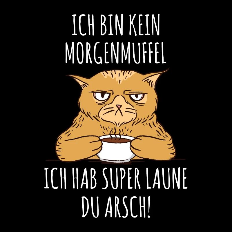 Katze Morgenmuffel Kaffee Lazy
