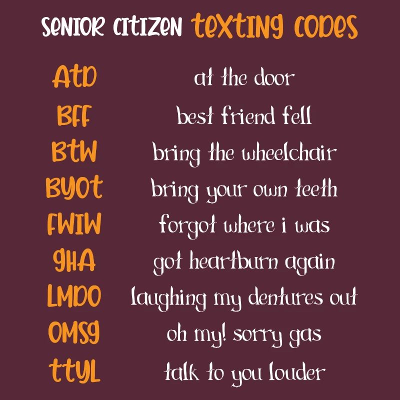 Text codes Senior Citizen or Eldery Person Gesch