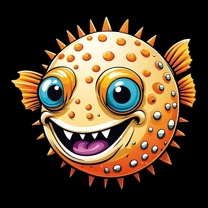 Poisson-globe coloré riant joyeux