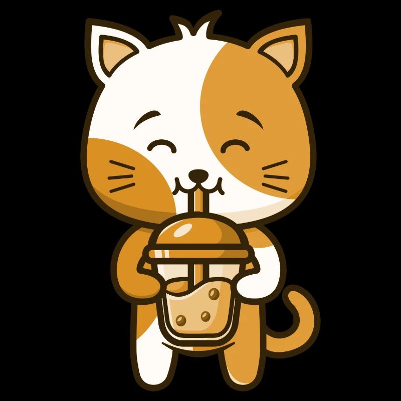 Un chaton de chat drôle boit Boba Tea Bubble