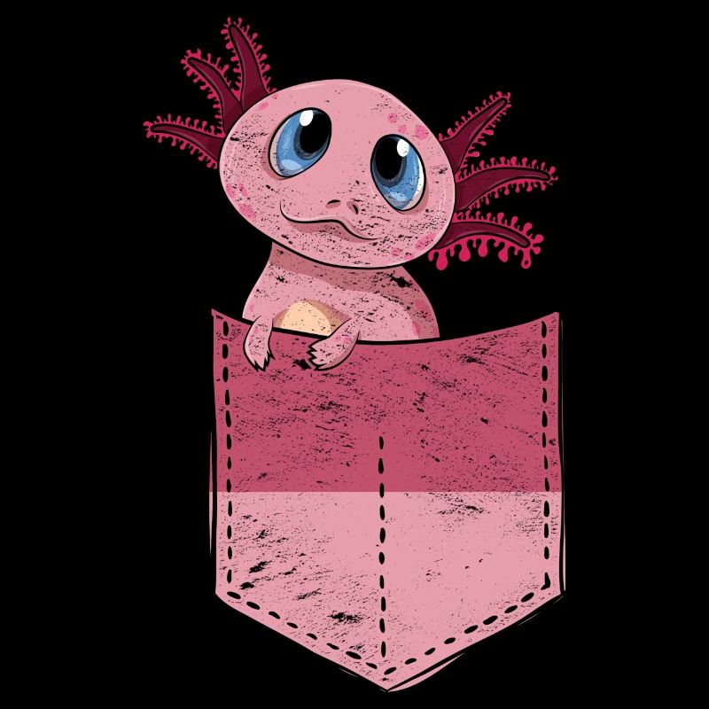 Salamandre Cadeau Mignon Poitrine Poche Axolotl