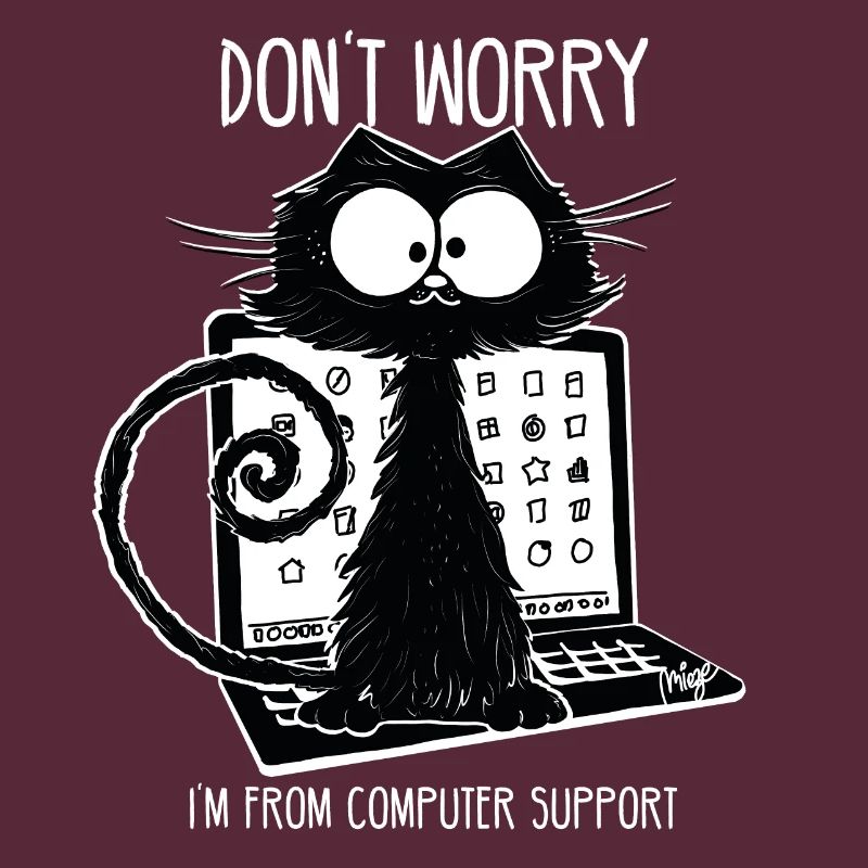 Black Cat Funny Saying Computer Support