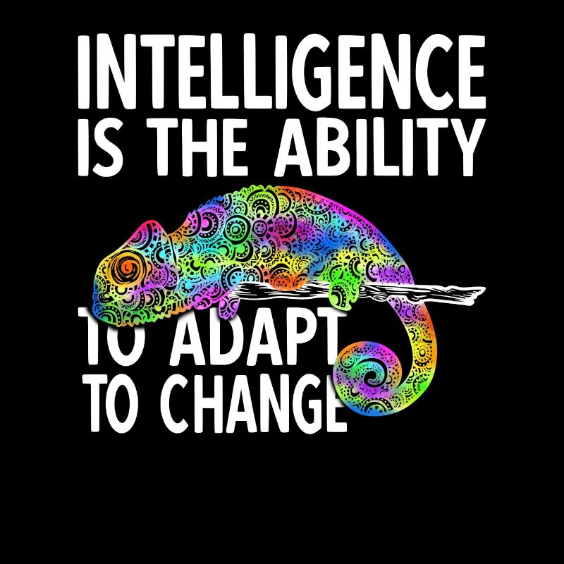 Lustiges Buntes Chamäleon mit Intelligenz Spruch