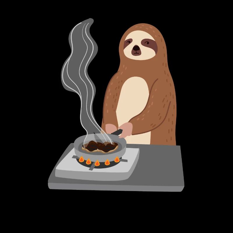 Sloth Burns Food Cooking Hobby Chef Ironic Sloth