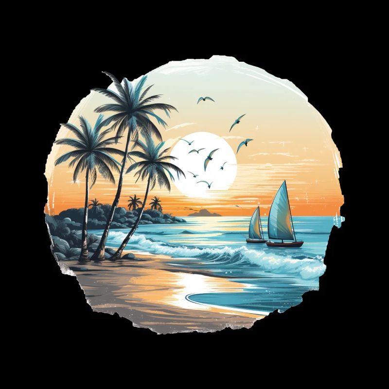 Vibrations de l’océan, vibrations de la plage, coucher de soleil sur la plage, oce