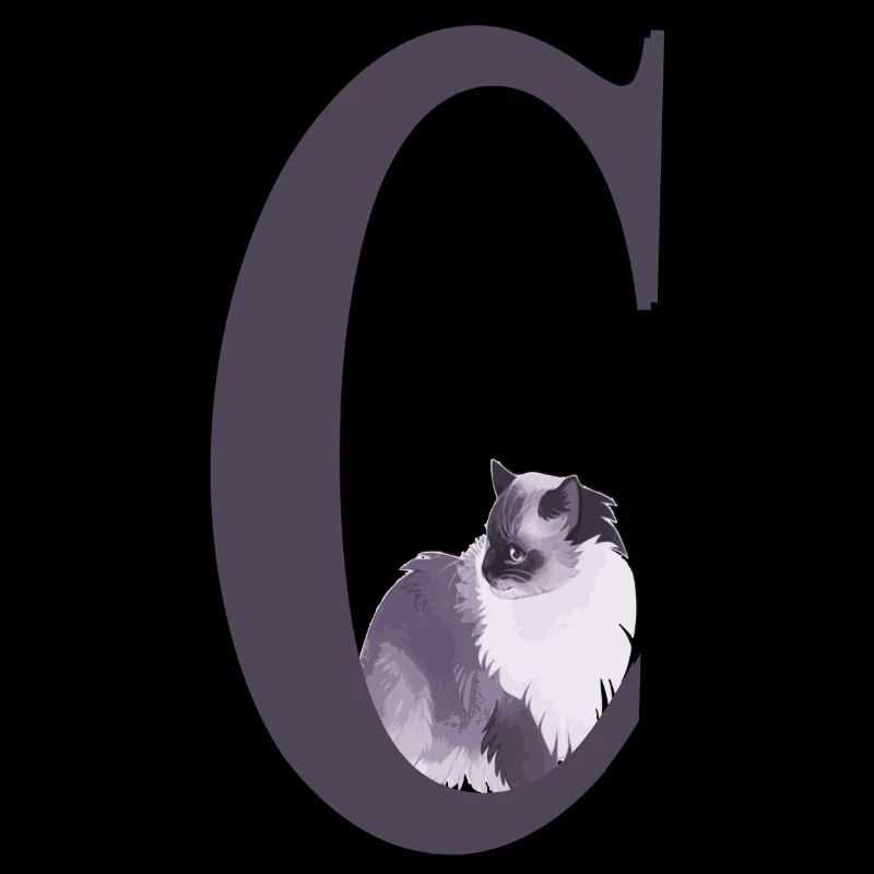 Letter C with cat drawing