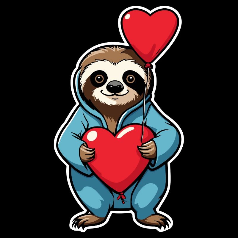 Faultier Herz Illustration Valentinstag