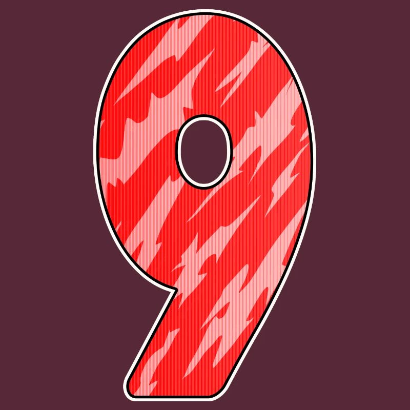 Number 9 - Nine - 9 Motif Red Pattern
