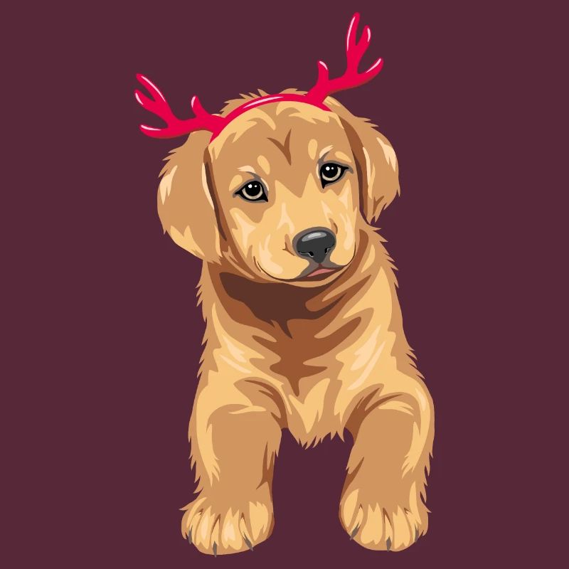 Mignon chiot Retriever chien avec des cornes de cerf de Noël