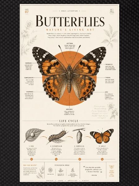 Butterfly Art Poster Nature Cycle