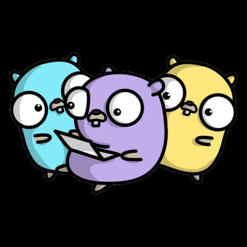 Drei niedliche Gopher beim Pair Programming