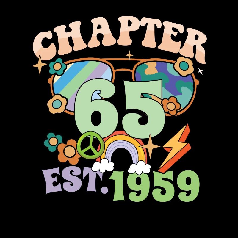 Turning 65 65th Birthday Retro Theme Peace Sign