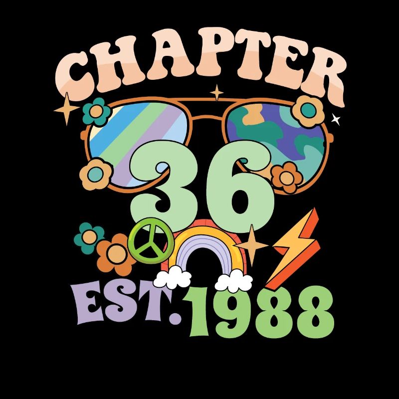 Turning 36 36th Birthday Retro Theme Peace Sign