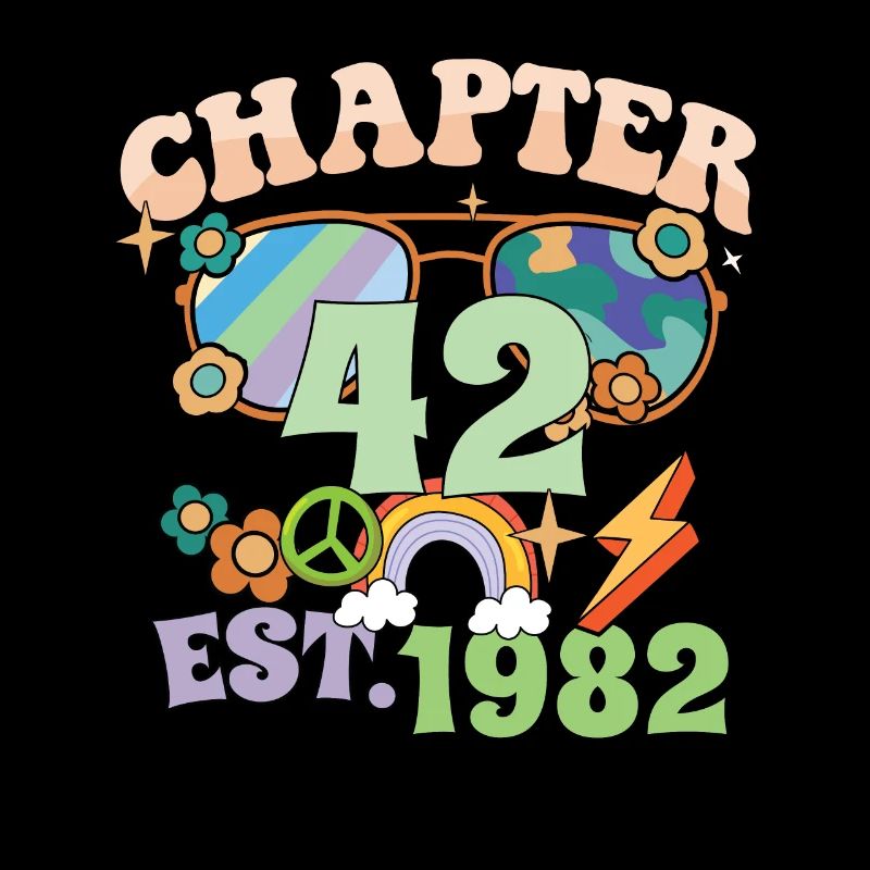 Tournant 42 42e anniversaire rétro thème signe de paix